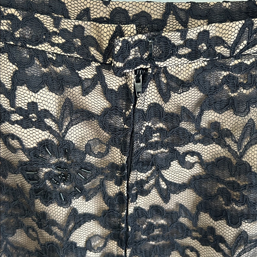 Sandra Darren Black Lace Beaded Long Pencil Skirt - Picture 9 of 11